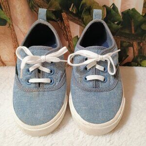 Kids Old Navy Toddler Sz 7 Blue Denim Canvas Lace-Up Sneakers Casual Shoes